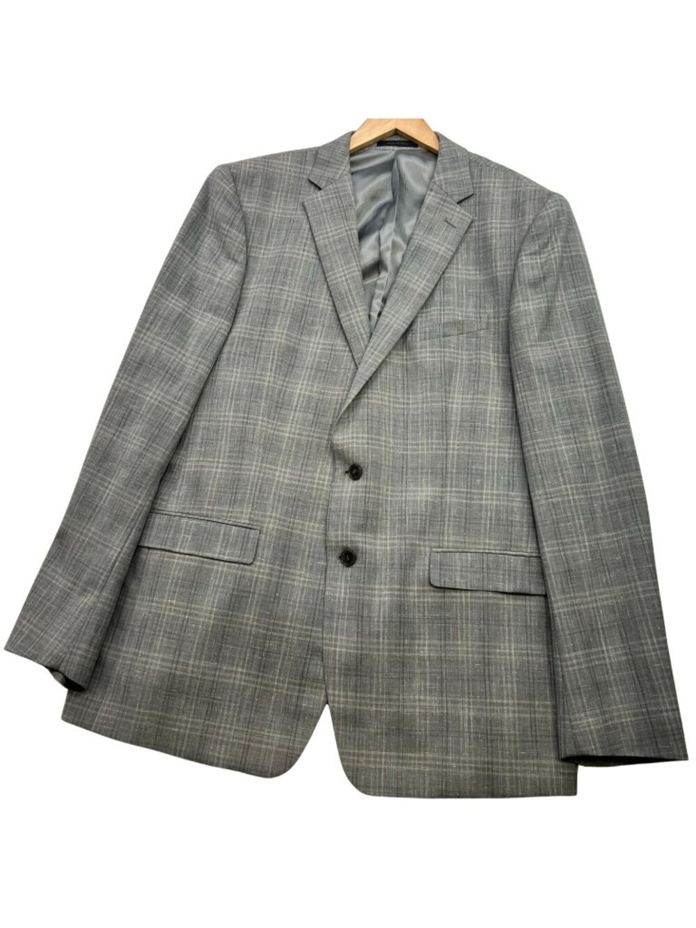 Calvin Klein Mens Extreme Slim Fit 2 Button Blazer Long Sleeve Sz 48L Gray Plaid